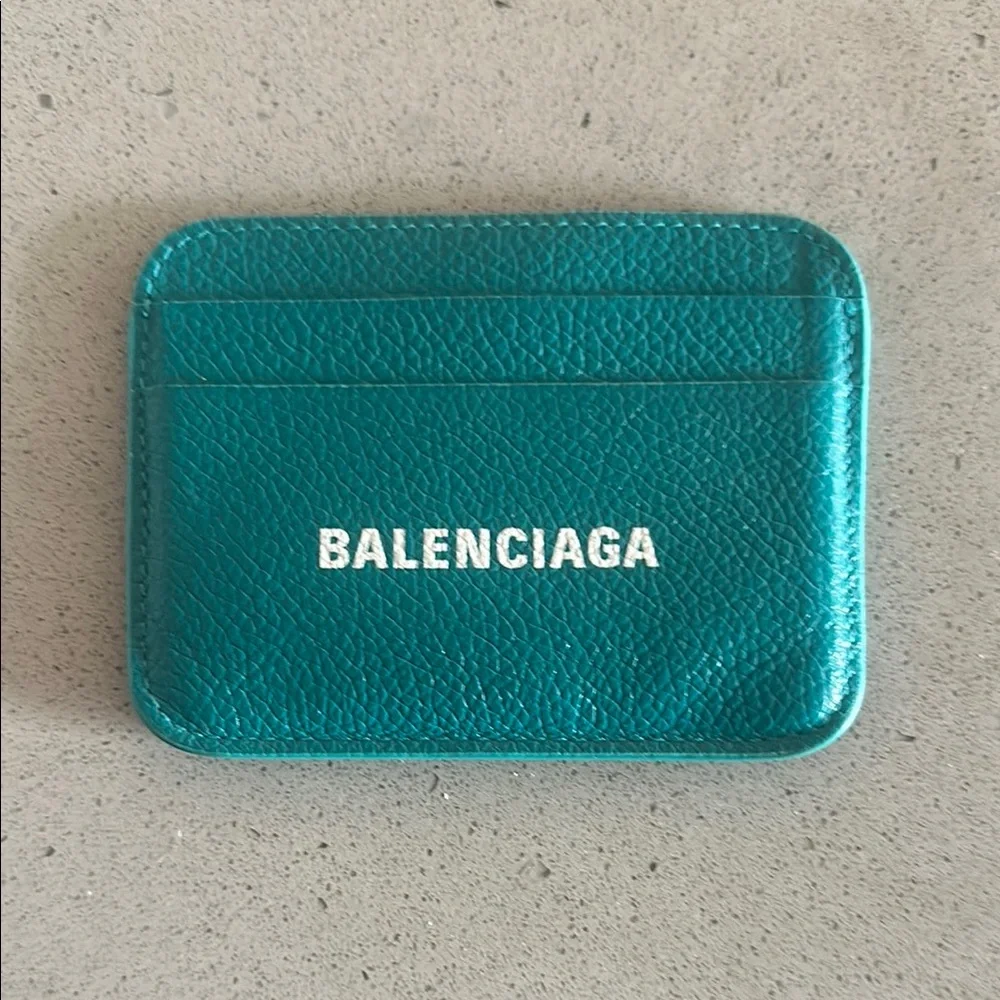 Balenciaga Teal Card Holder - Picture 1 of 2